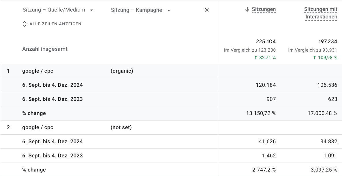 GA4 PPC mit (organic) und (not set) Data | norisk group