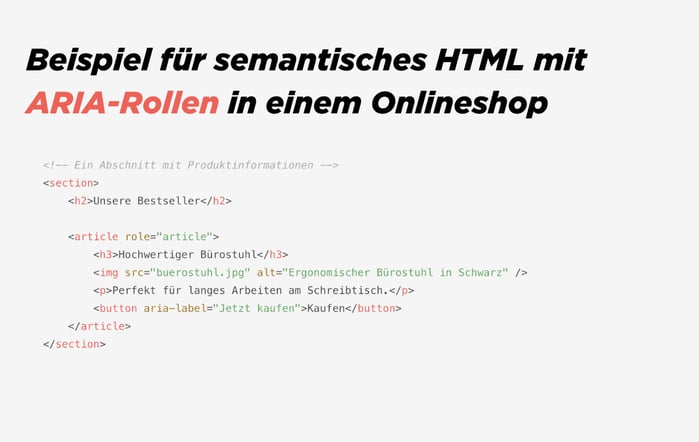 Beispiel HTML Text für ARIA Rollen