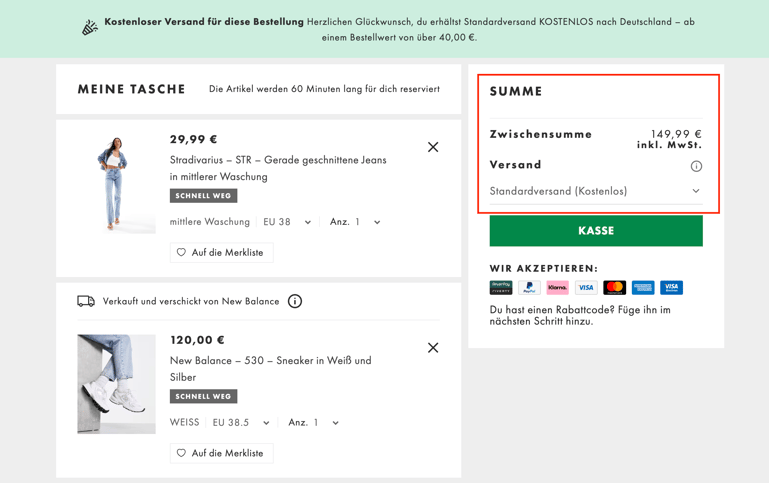 Blog_Checkout Optimierung_Kostendarstellung