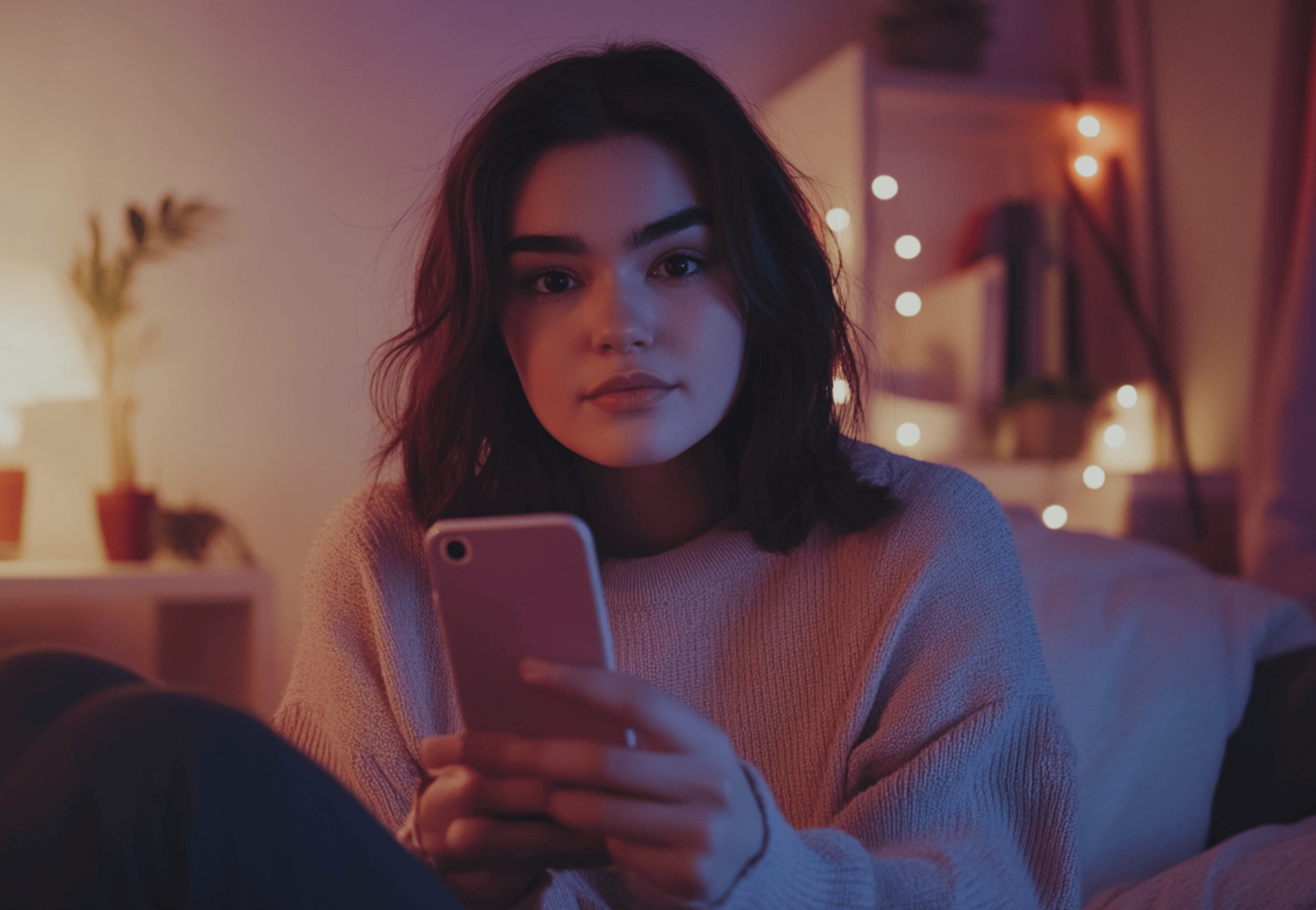 TikTok Shop Nutzerin hält Handy in der Hand und schaut in die Kamera